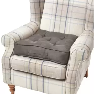 Image of Homescapes - Taupe Grey Faux Suede Armchair Booster Cushion - Grey