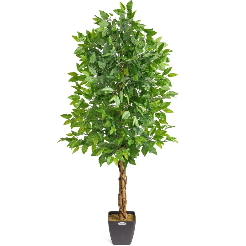 Image of Christow Artificial Ficus Tree Realistic Faux House Plant Decoration In Pot 4ft