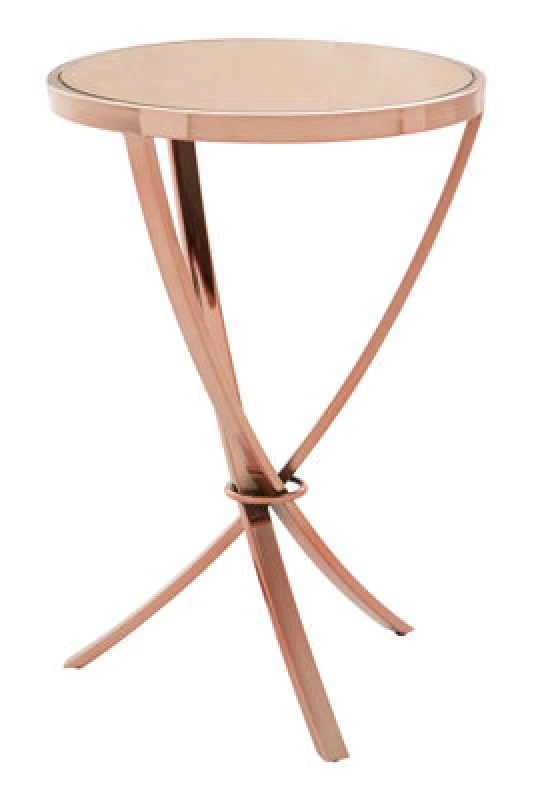 Image of Premier Housewares Elegant Design Rose Gold Pinched Side Table, Versatile Corner Table, Sleek And Sturdy Bedside Small Table Gold