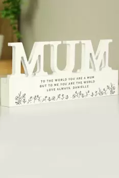 Image of Personalised Floral Wooden Mum Ornament - White