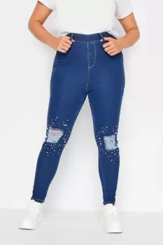 Image of Embellished Ripped Knee Jeggings