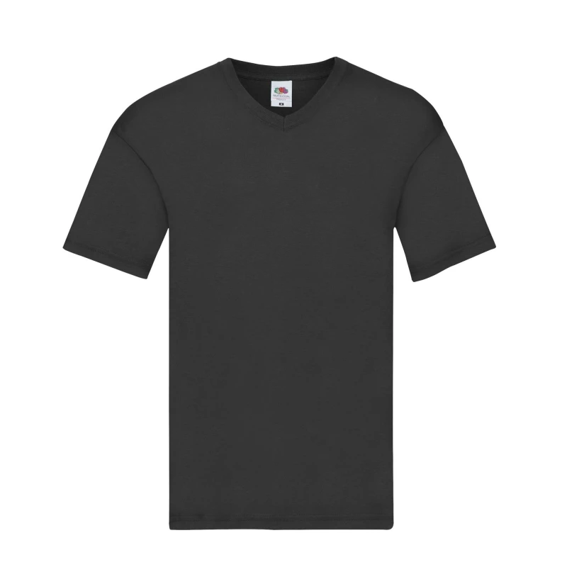 Image of Fruit Of The Loom Original Plain V Neck T-Shirt Black male