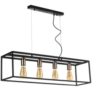 Image of Onli Floki 4 Light Bar Pendant Ceiling Light, Black, Copper