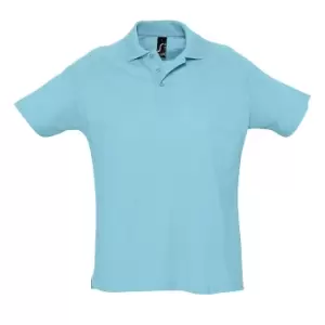 Image of SOLS Mens Summer II Pique Short Sleeve Polo Shirt (XS) (Blue Atoll)