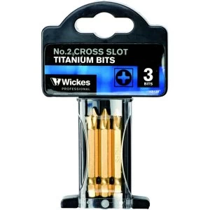 Image of Wickes Titanium Screwdriver Bit Phillips NO2 50mm Pack 3