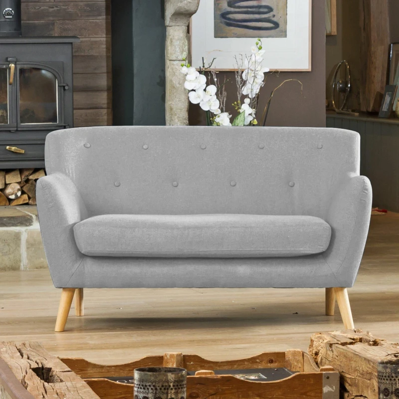Image of Artemis Home Lynwood 137cm Wide Scandi Style Hessian Fabric 2 Seat Sofa in Light Grey Light Grey Unisex