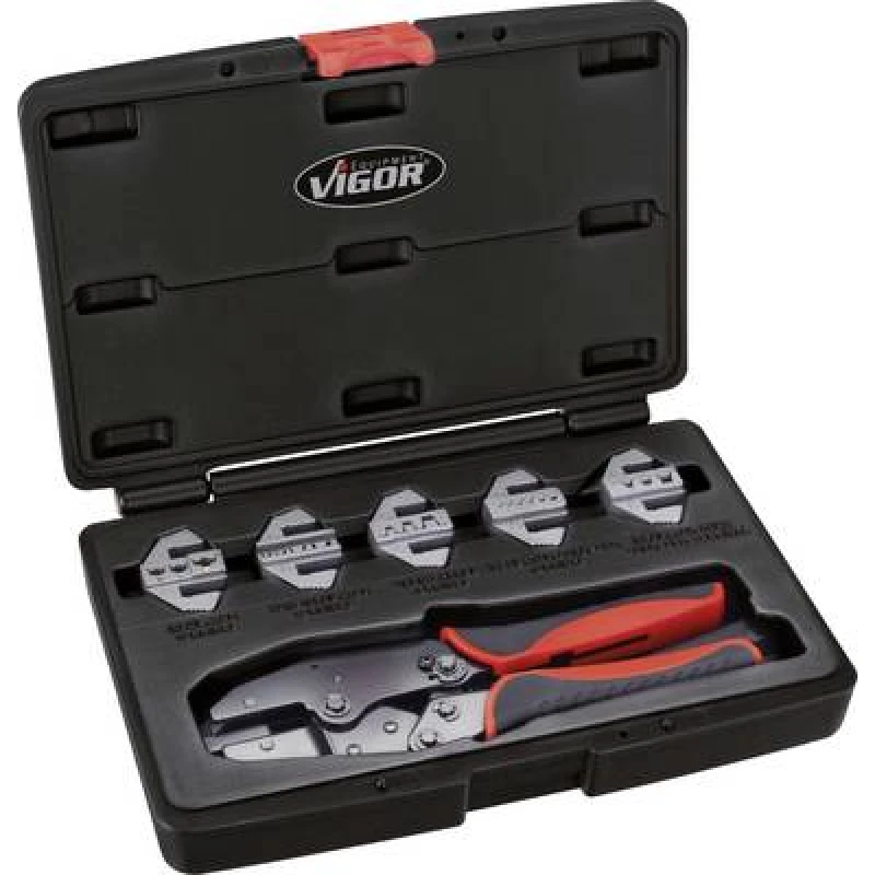 Image of Vigor Vigor V2499 Crimper set 6 Piece Insulated cable lugs, Non-insulated closed end cable lugs, Non-insulated open end cable lugs, Ferrules 0.5 up to