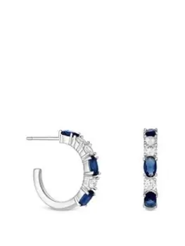 Image of Simply Silver Sterling Silver 925 Sapphire Hoop Earrings