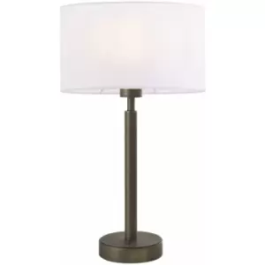 Image of Table Lamp Antique Bronze Plate & Vintage White Fabric 60W E27 GLS e10612