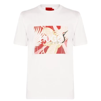 Image of Hugo Japanese Crane T Shirt - White