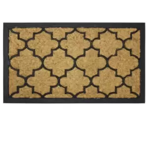 Image of JVL 40x70cm Comfort Rubber Scrape Coir Doormat - Round Pattern