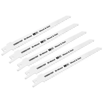 Image of Sealey SRBR611DF Reciprocating Saw Blade Wood & Nail 150mm 6tpi - ...