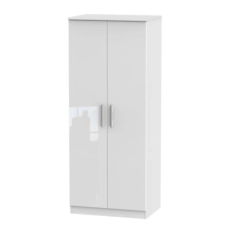 Image of Harrow 2 Door Wardrobe In White Gloss (Ready Assembled)