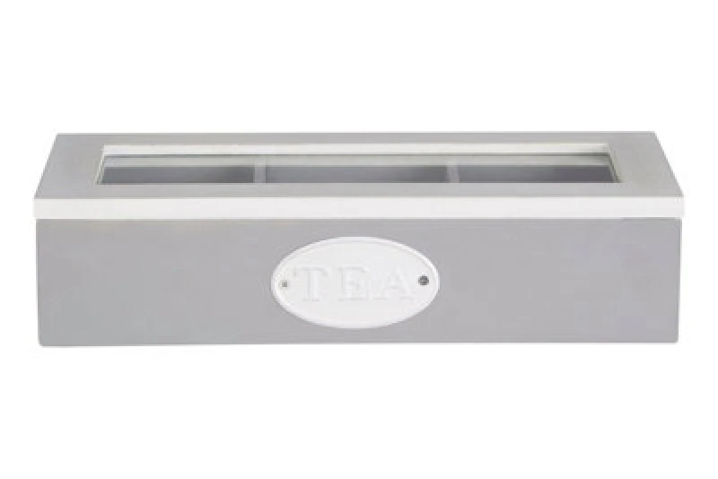 Image of Premier Housewares Tahara 3 Compartment Tea Storage Box Grey