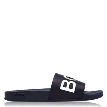 Image of Hugo Boss Logo Pool Slides Navy Size 6 Men