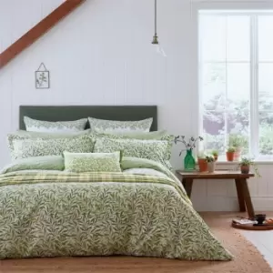 Image of Willow Bough Cotton Percale Duvet Cover - Green