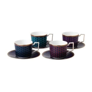 Image of Wedgwood Byzance Accent Teacup Saucer Set Of 4
