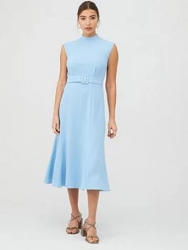 Image of WHISTLES Penny Belted Dress - Pale Blue Size 8, Women