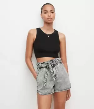 Image of AllSaints Womens Rina Cropped Tank, Black, Size: 14