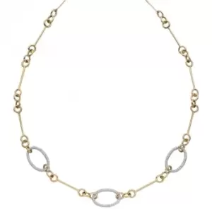 Image of Oval Bar Diamonds Yellow White Gold Necklace GN355