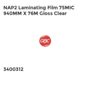 Image of GBC NAP2 Laminating Film 75mic 940mm x 76m Gloss Clear