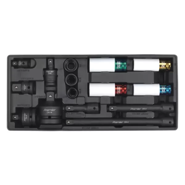 Image of Sealey TBT25 Tool Tray Impact Socket & Adaptor Set 15pc Metric