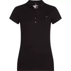 Image of Tommy Hilfiger Heritage Short Sleeve Slim Fit Polo Shirt Ladies - Black