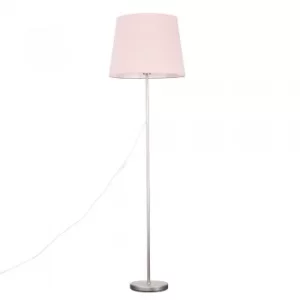 Image of Charlie Brushed Chrome Floor Lamp with XL Dusty Pink Aspen Shade