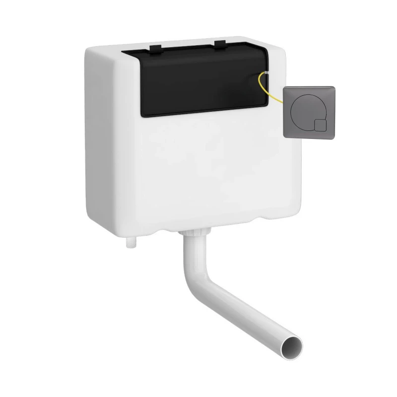 Image of Balterley Water Saving Dual Flush Bottom Inlet Push Button Brushed Pewter Silver