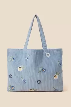 Image of Embroidered Floral Cord Shopper Bag