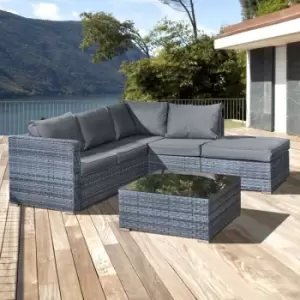 Image of Aruba Rattan 5 Seat Corner Set in Ocean Grey