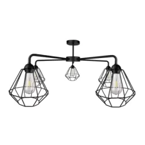 Image of Foskal Semi Flush Light Black, 70cm, 5x E27