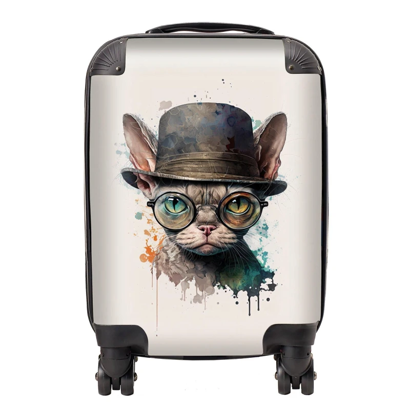 Image of Warren Reed - Designer Devon Rex Cat Splashart Suitcase Size: Medium Multicolor Unisex Medium