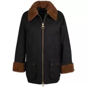 Image of Barbour Womens Carloway Wax Jacket Black/Ancient Tartan 16