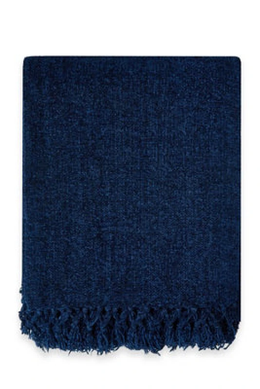 Image of Emma Barclay Darcy Tassel Blanket/throw For Sofa Chair Bed Navy 130X150Cm