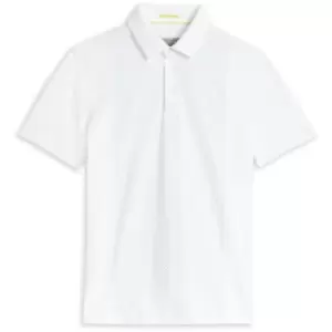 Image of Ted Baker Planta Ss Geo Printed Panel Polo Shirt - White