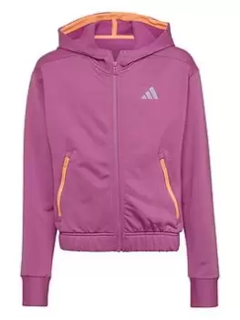 Image of adidas Junior Girls 3 Cold Ready Training Icons Zip Through Hoody, Bright Purple, Size 7-8 Years, Women
