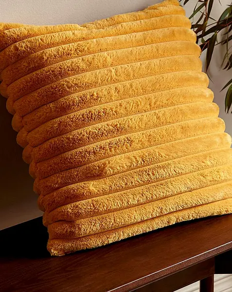 Image of Catherine Lansfield Cosy Ribbed Cushion Mustard 45X45 MN30406