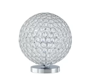 Image of PLANET 3 Light Globe Table Lamp Chrome, Crystals 25x28cm