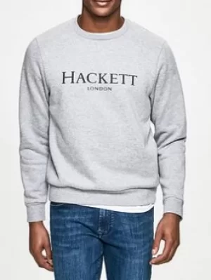 Image of Hackett Logo Sweatshirt, Grey Marl, Size S, Men