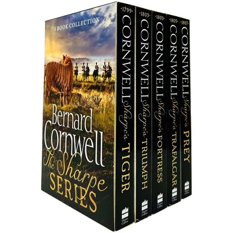 Image of Sharpe Series 1-5 Box Set Bernard Cornwell Sharpe's Tiger Sharpe's Triumph Fortress Trafalgar Prey Bernard Cornwell Books