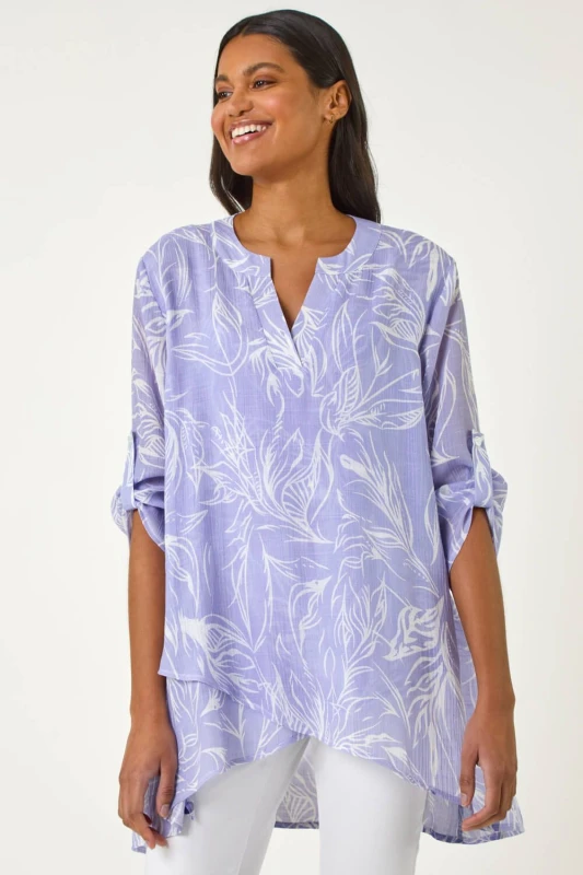 Image of Roman Womens Linear Print Wrap Tunic in Lilac Size: 18 Lilac Female 18