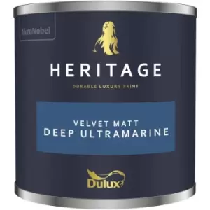 Image of Dulux Heritage Velvet Matt Deep Ultramarine Matt Emulsion Paint 125ml
