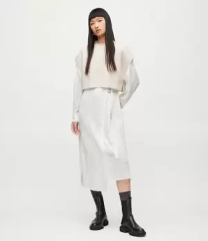 Image of AllSaints Womens Penny 2-In-1 Dress, Arctic White, Size: M