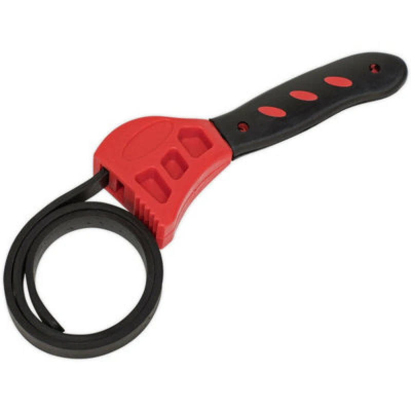 Image of Loops 120mm Adjustable Strap Wrench - Soft Grip Handle - Oil Filter Removal Strap Multi