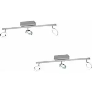 Image of 2 pack Wall Spot Light Aluminium Chrome Shade Satined Plastic LED 3x3.2W 2x3.3W