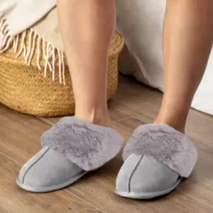 Image of totes Isotoner Real Suede Ladies Mule Slippers Grey