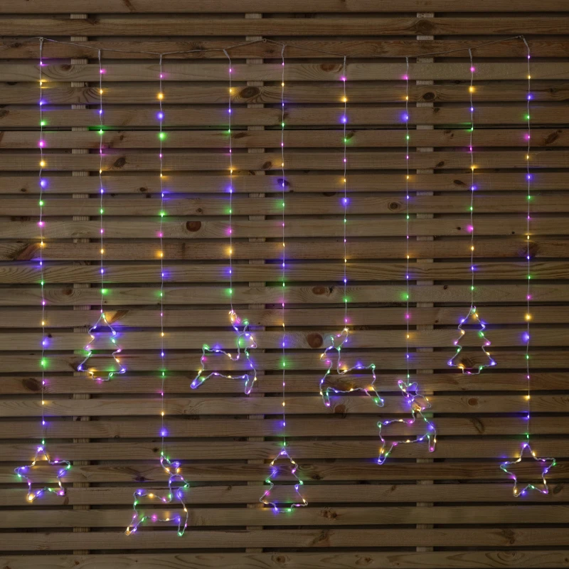 Image of 1.2 x 1.1m Christmas Window Curtain Light with 327 Multi-Coloured LEDs