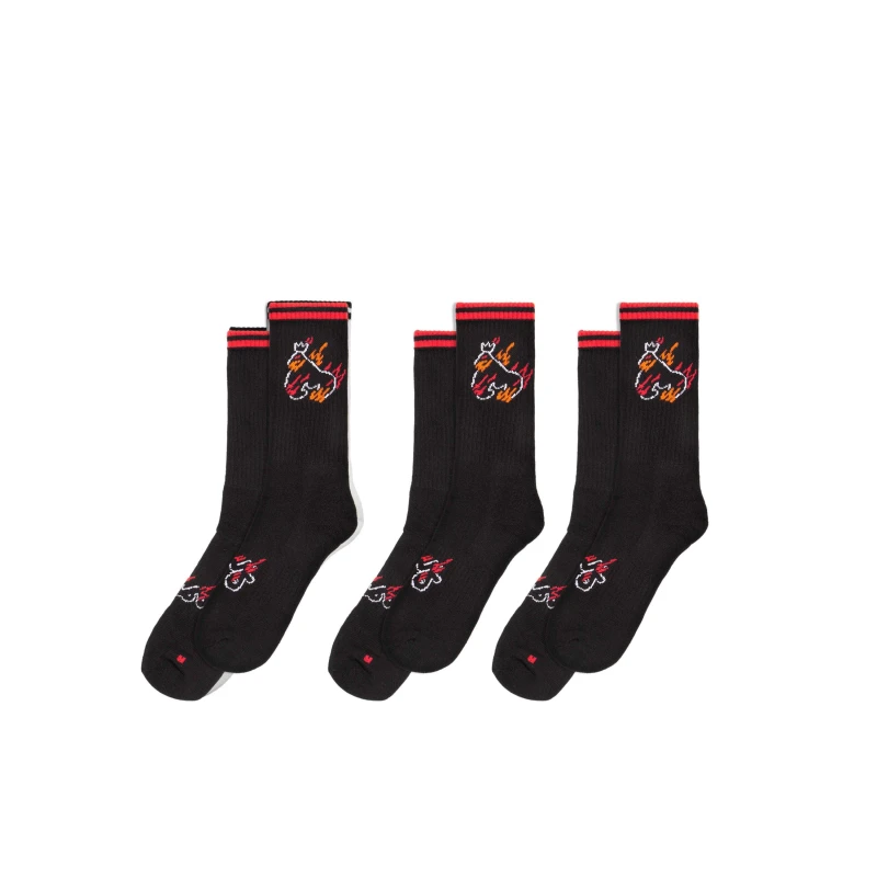 Image of Money Clothing FLAMING APE SPORT SOCK 3PK - BLACK Black