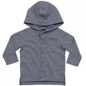 Image of BabyBugz Baby Boys Striped Hooded T-Shirt (12-18 Months) (White/Nautical Navy)